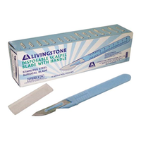 Livingstone Disposable Scalpel, Stainless Steel Blade Size 10 Attached to Handle, Sterile, 10 Pieces/Box