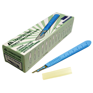 Livingstone Disposable Scalpel, Stainless Steel Blade Size 10 Attached to Handle, Sterile, 10 Pieces/Box