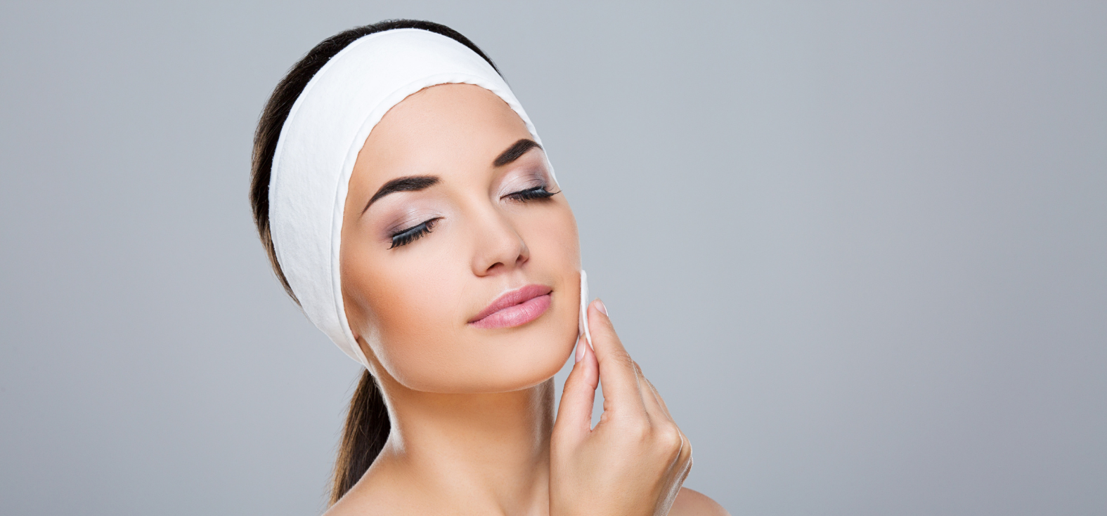 wearing a cotton headband