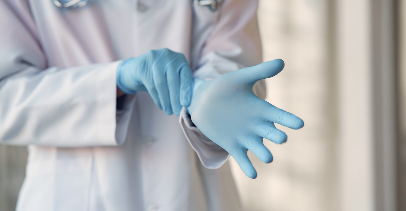 Image of a healthcare professional wearing nitrile gloves