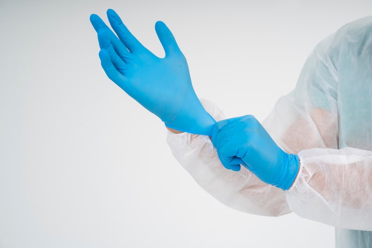 Wearing Nitrile Gloves Long Surgical Gloves