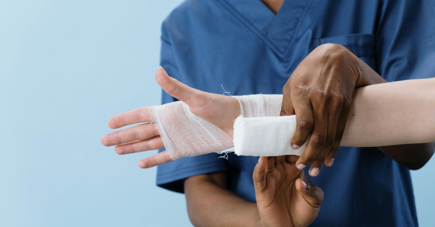 white bandage wraps