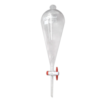 Scherf Prazision Separating Funnel, Acc. to Squibb, with PTFE Stopcock, 2,000mL, Socket Joint 29/32, Borosilicate Glass, European, Each Each