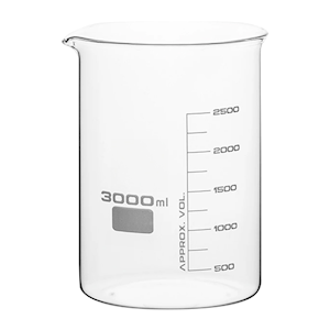 Bomex Beaker, 3000ml, Low Form, Graduated with Spout, Borosilicate Glass, Each Each