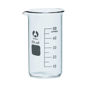 Bomex Beaker, 50ml, Tall Form, Graduated with Spout, Borosilicate Glass, Each Each
