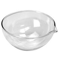 Evaporating Dish, Round Bottom with Spout, 80ml, 90mm Diameter x 45mm Height, Borosilicate Glass, Each Each