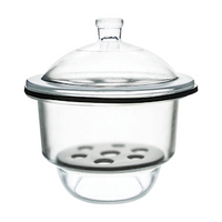 Livingstone Desiccator, Non-Vacuum, with Base, Lid & Perforated Porcelain Plate, 240 x 320(H)mm, Soda Lime Glass, Each Each