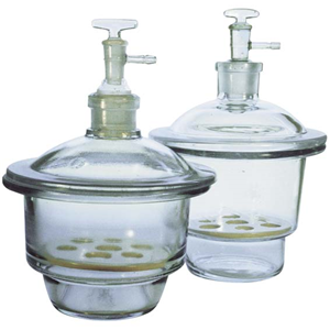 Lincon Desiccator, Vacuum, with Base, Lid, & Perforated Porcelain Plate, 300 x 430(H) mm, Soda Lime Glass, 1/Box Each