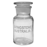 Livingstone Laboratory Reagent Bottle, 60ml, 27 Inner Diameter, Wide Mouth, with Glass Stopper, Clear, Borosilicate Glass, Each Each