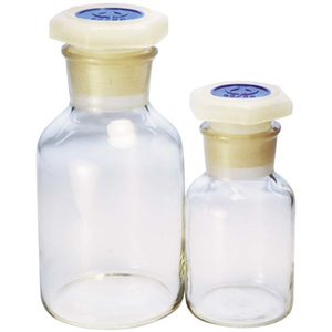 Livingstone Laboratory Reagent Bottle, 60ml, 27 Inner Diameter, Wide Mouth, with Glass Stopper, Clear, Borosilicate Glass, Each Each