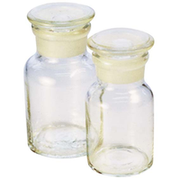 Bomex Laboratory Reagent Bottle, 60ml, 27 Inner Diameter, Wide Mouth, with Glass Stopper, Clear, Borosilicate Glass, Each Each