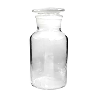 Bomex Laboratory Reagent Bottle, 60ml, 27 Inner Diameter, Wide Mouth, with Glass Stopper, Clear, Borosilicate Glass, Each Each
