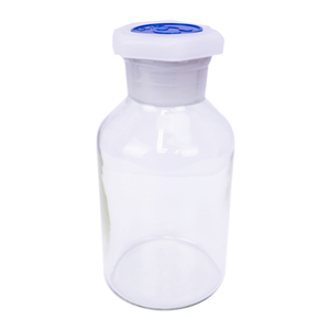 Bomex Laboratory Reagent Bottle, 60ml, 27 Inner Diameter, Wide Mouth, with Glass Stopper, Clear, Borosilicate Glass, Each Each