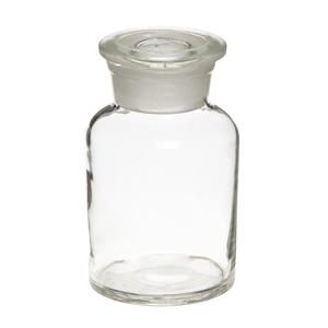 Livingstone Laboratory Reagent Bottle, 60ml, 27 Inner Diameter, Wide Mouth, with Glass Stopper, Clear, Borosilicate Glass, Each Each