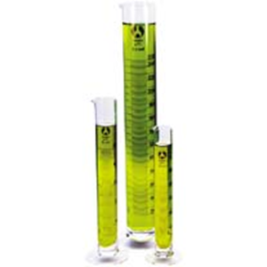 Bomex Measuring Cylinder with Round Base, Tall Form, Class A, 10mL, 14 x 133(H) mm, Amber Stain Graduation, Borosilicate Glass, 24/Ctn