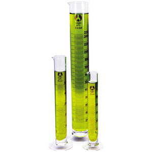 Bomex Measuring Cylinder with Round Base, Tall Form, Class A, 50mL, 25 x 191(H) mm, Amber Stain Graduation, Borosilicate Glass, 12/Ctn Carton