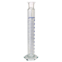 Bomex Measuring Mixing Cylinder with Round Base and Glass Stopper, Tall Form, Class A, 5mL, Borosilicate Glass, Each