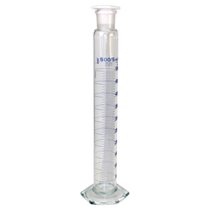 Bomex Measuring Mixing Cylinder with Round Base and Glass Stopper, Tall Form, Class A, 5mL, Borosilicate Glass, Each