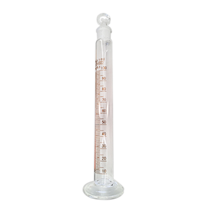 Bomex Measuring Mixing Cylinder with Round Base and Glass Stopper, Tall Form, Class A, 100mL, Borosilicate Glass, Each