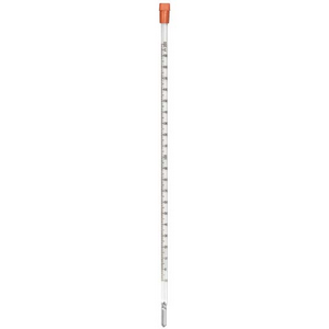 Laboratory Thermometer, Glass, Mercury, Minus 10 to 200 Degrees Celsius, 2.0 Degree Division, Partial Immersion, 300mm Length, Each Each
