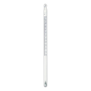 Laboratory Thermometer, Red Spirit, -10 to 100degC, 1.0deg Division, Total Immersion, 155mm Length, Each Each