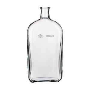 Simax Culture Flask Roux, Roux Culture Bottle, Neck Conical in the Middle, 1000mL, 255(H)mm, Socket Joint 24/20, Borosilicate Glass, Each Each