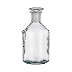 Simax Laboratory Reagent Bottle, 250ml, Narrow Neck, with Glass Stopper, 19/26 Socket Joint, Clear, Borosilicate Glass, Each Each