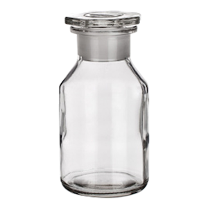 Simax Laboratory Reagent Bottle, 500ml, Wide Neck, with Glass Stopper, 45/27 Socket Joint, Clear, Borosilicate Glass, Each Each