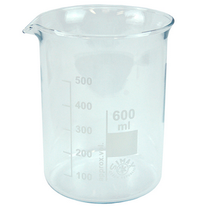 Simax Beaker, 25ml, Low Form, Graduated with Spout, 34 (Diameter) x 50 (Height) mm, European, 10 Pieces/Box
