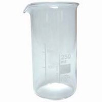 Simax Beaker, 50ml, Tall Form, Graduated with Spout, Borosilicate Glass, European, Each Each
