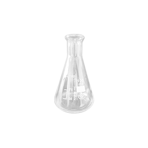 Simax Erlenmeyer Flask, Conical Flask, Wide Neck, 50mL, Top 34mm, Bottom 51mm, 85(H) mm, Borosilicate Glass, European, Each Each