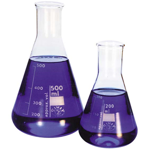 Simax Erlenmeyer Flask, Conical Flask, Wide Neck, 50mL, Top 34mm, Bottom 51mm, 85(H) mm, Borosilicate Glass, European, Each Each