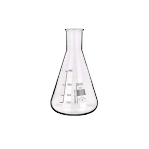 Simax Erlenmeyer Flask, Conical Flask, Wide Neck, 50mL, Top 34mm, Bottom 51mm, 85(H) mm, Borosilicate Glass, European, Each Each