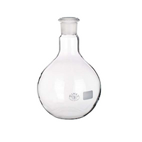 Flat-Bottom Spherical/Boiling Flask, 50ml, Socket Joint 29/32, 51(D)mm x 100(H)mm, Borosilicate Glass, Clear, European, Each Each