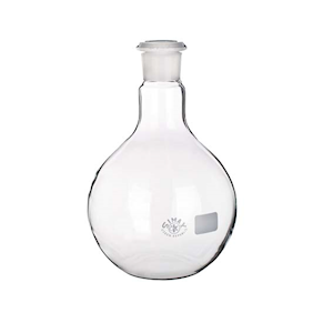 Flat-Bottom Spherical/Boiling Flask, 4000ml, Socket Joint 45/40, 207(D)mm x 300(H)mm, Borosilicate Glass, Clear, European, Each Each