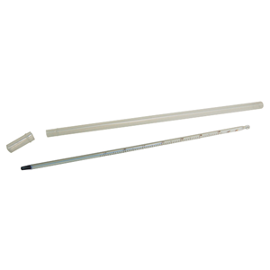 Livingstone Laboratory Thermometer, Red Spirit, 0 to 150degC, 1.0deg Division, 76mm Immersion, 300mm Length, Each Each