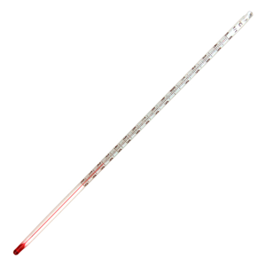 Livingstone Laboratory Thermometer, Red Spirit, 0 to 150degC, 1.0deg Division, 76mm Immersion, 300mm Length, Each Each
