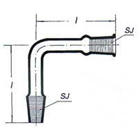 Bend Glass Recovery Slopping 90 Socket Joint 14/23 length 65mm European Each