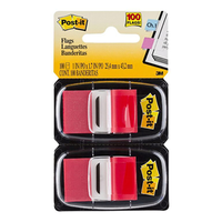 3M Post-It Flags 680-WE2, Twin Pack, White, 25 x 43mm, 50/Dispenser, 2 Dispensers/Pack Each
