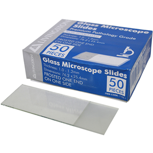 Livingstone Microscope Glass Slide, Frosted, One End One Side, 76 x 50mm Double Width, 50/Pack Pack