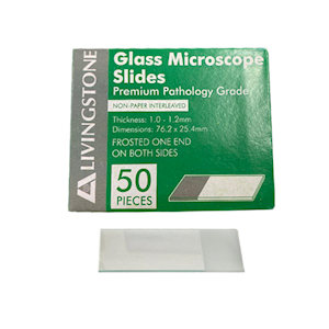Livingstone Premium Pathology Grade Microscope Glass Slide, Thickness: 1.0-1.2mm, Non-Interleaved, 50/Pack Pack