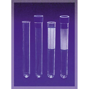 Aptaca Cylindrical Test Tube with Label, 5ml, 12mm Diameter x 86mm, Graduated with Rim, Polystyrene, 250/Bag Bag
