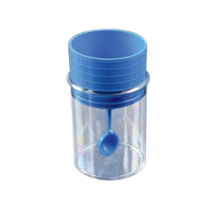 Aptaca Specimen Container, 60ml, 41x55mm, with Pressure Cap and Spoon, Recyclable Polystyrene, 12/Bag, 360 Pieces/Carton Carton