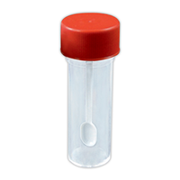 Aptaca Specimen Container, 25ml, 25 x 90mm, Screw Cap with Spoon, Recyclable Polystyrene, Sterile, Each Loose