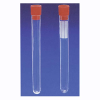 Aptaca Cylindrical Test Tubes, with Cap and Label, without Rim, 20mL, 16 x 150mm, Non-Graduated, Polystyrene, 1,000 Pieces/Box Box