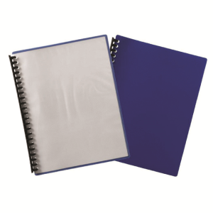 DISPLAY BOOK A4 REFILLABLE CLEAR FRONT 20 POCKET BLUE Each