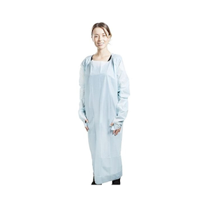 Allcare Spillgown Thumb Loop, 35(L) x 19(W) x 32(H) cm, Neck-to-Knee Length, Open Back, Chlorinated Polyethylene (CPE), Blue, 75/Carton