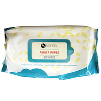 Sofeel Wet Adult Wipes with Soft Cover, 21 x 26cm, 80 Wipes/Pack, 10 Packs/Carton Carton