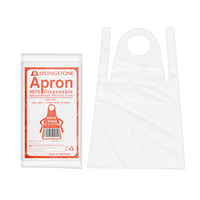 Liv Disposable Aprons, Bib Type, 23um, 71 x 117cm, High Density Polyethylene (HDPE), White, Single Pack, 100 Packs/Box Box