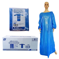 Livingstone Disposable Poncho, Low Density Polyethylene (LDPE), 100 x 145cm, Long Sleeves, No Hood, Blue, Single Pack, 100 Packs/Carton Carton